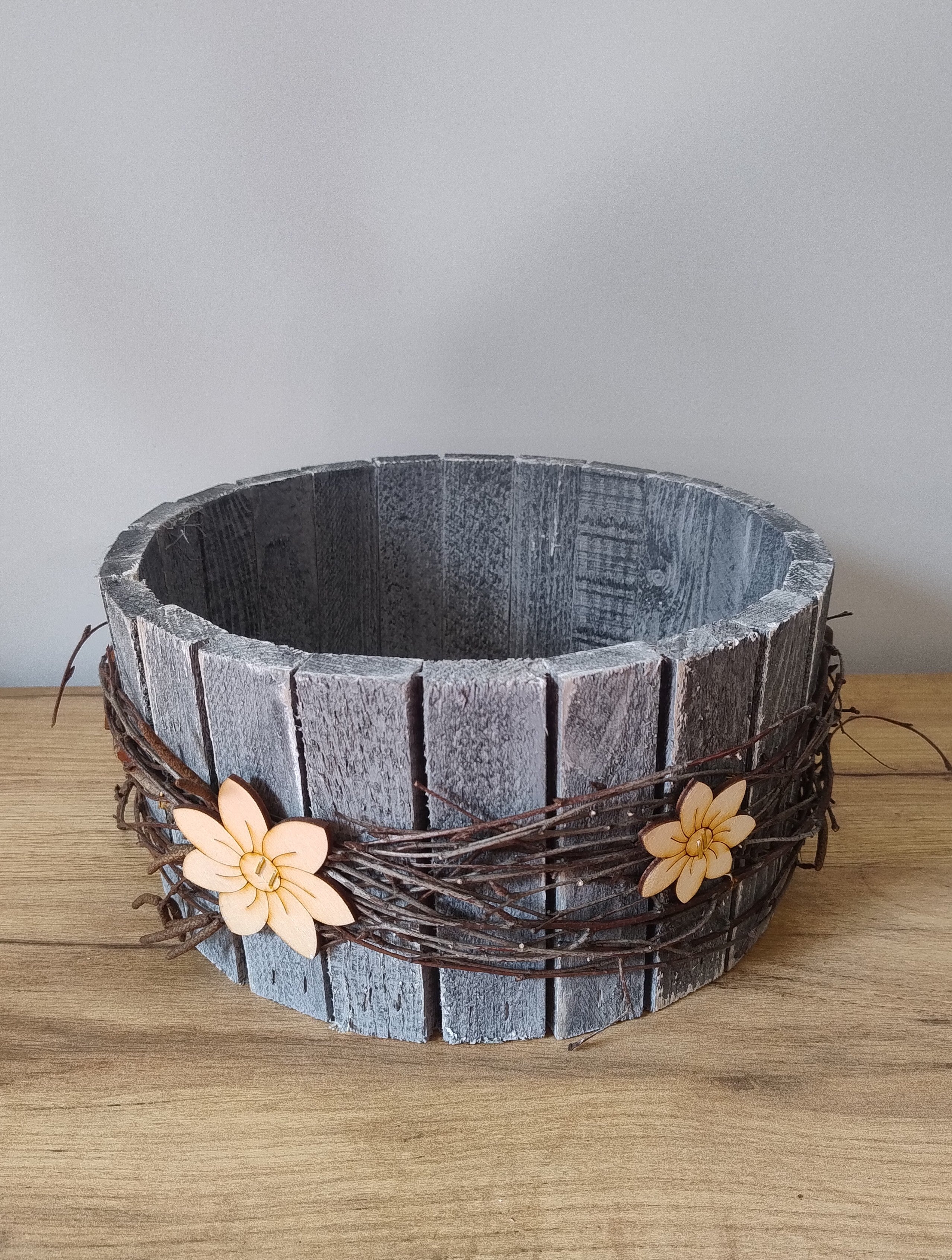 (DS8-1/L/GREY) Drewniana Osłonka Sztachetowa