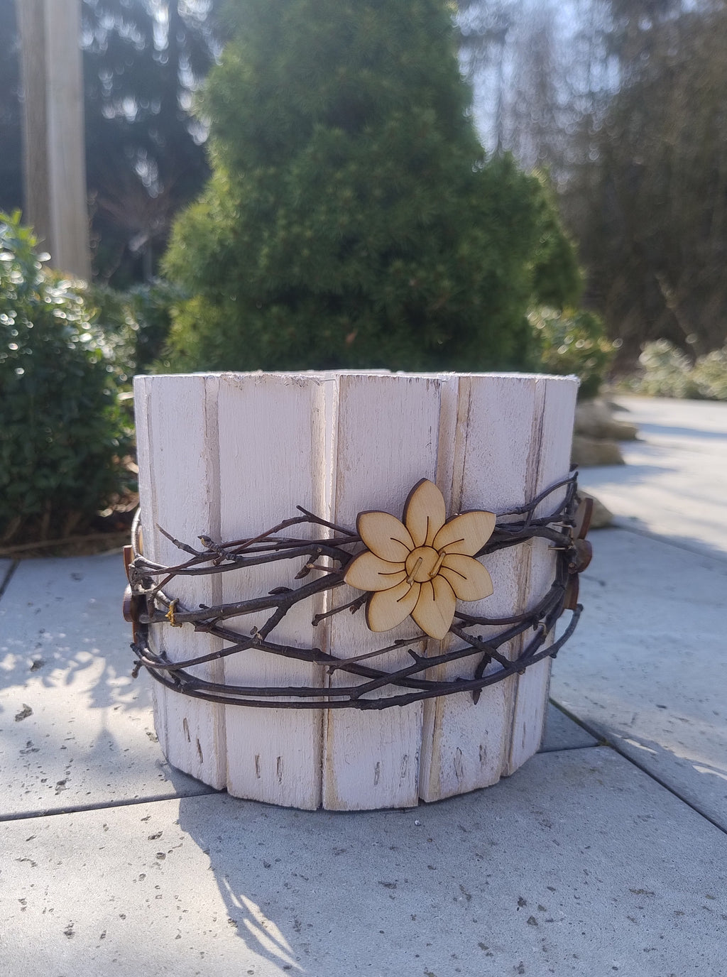 (DS8-1/S/WHITE) Drewniana Osłonka Sztachetowa