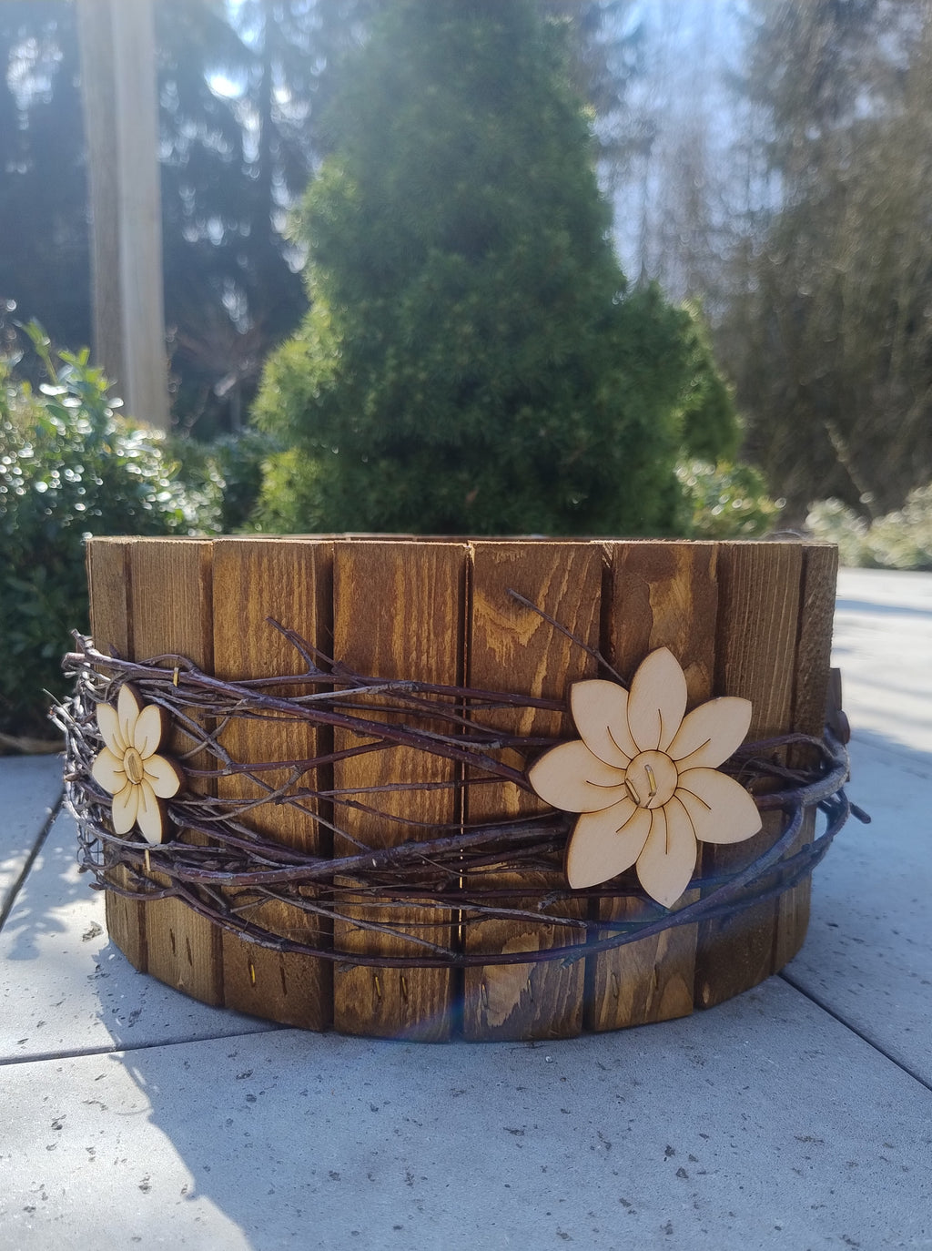 (DS8-1/L/BROWN) Drewniana Osłonka Sztachetowa