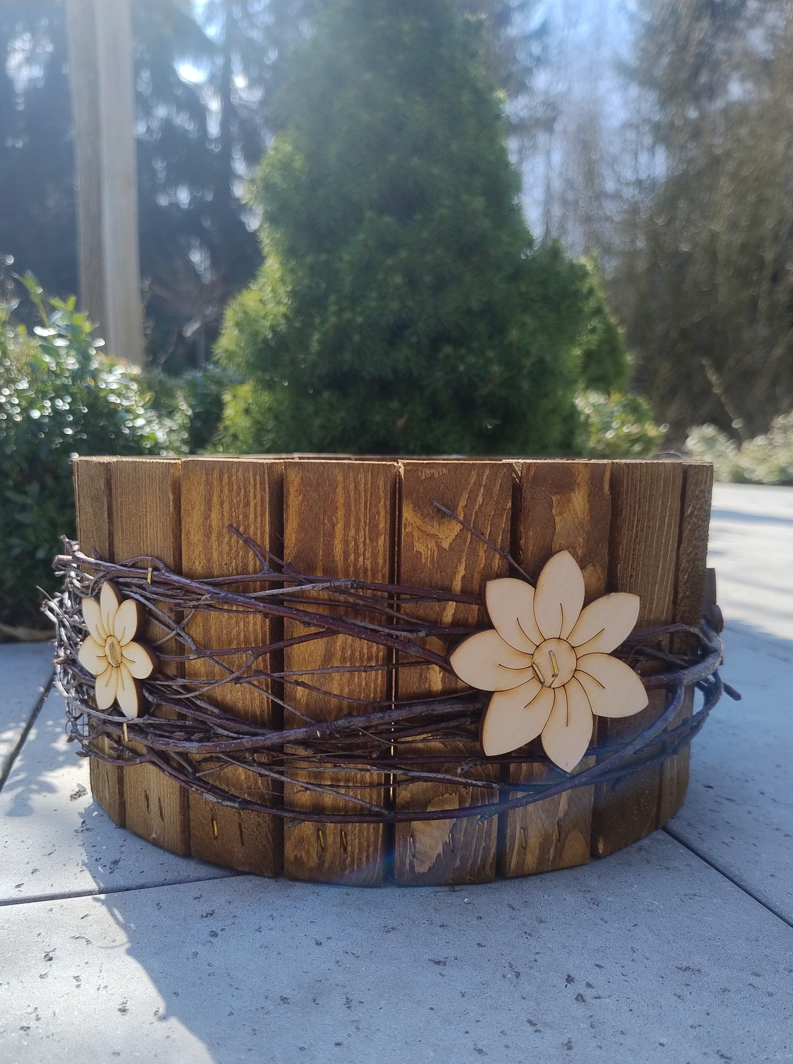 (DS8-1/L/BROWN) Drewniana Osłonka Sztachetowa